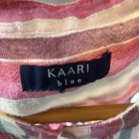 Kaari Blue Striped Blouse Pink,Green,andCream size L see the measurements ! - Picture 4 of 4